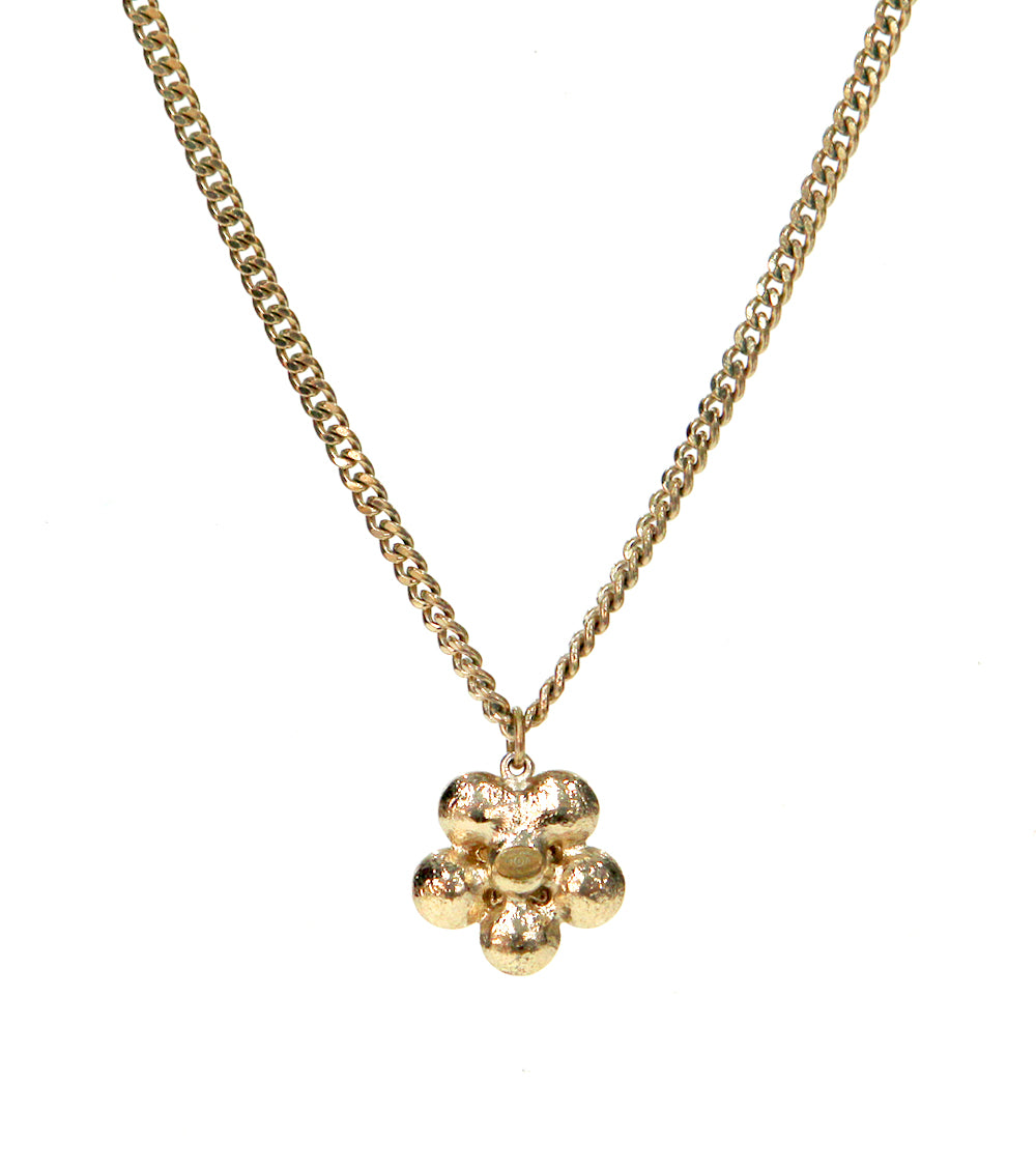 Chanel Cubic Flower CC Gold Necklace