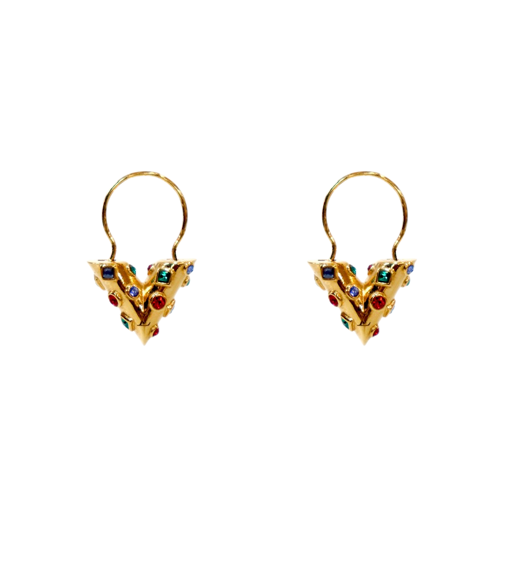 Louis Vuitton Essential V Colorstone Earrings in Gold