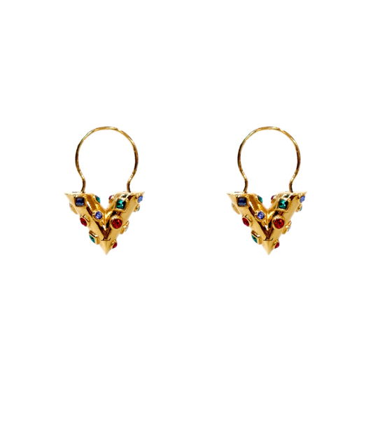 Louis Vuitton Essential V Colorstone Earrings in Gold