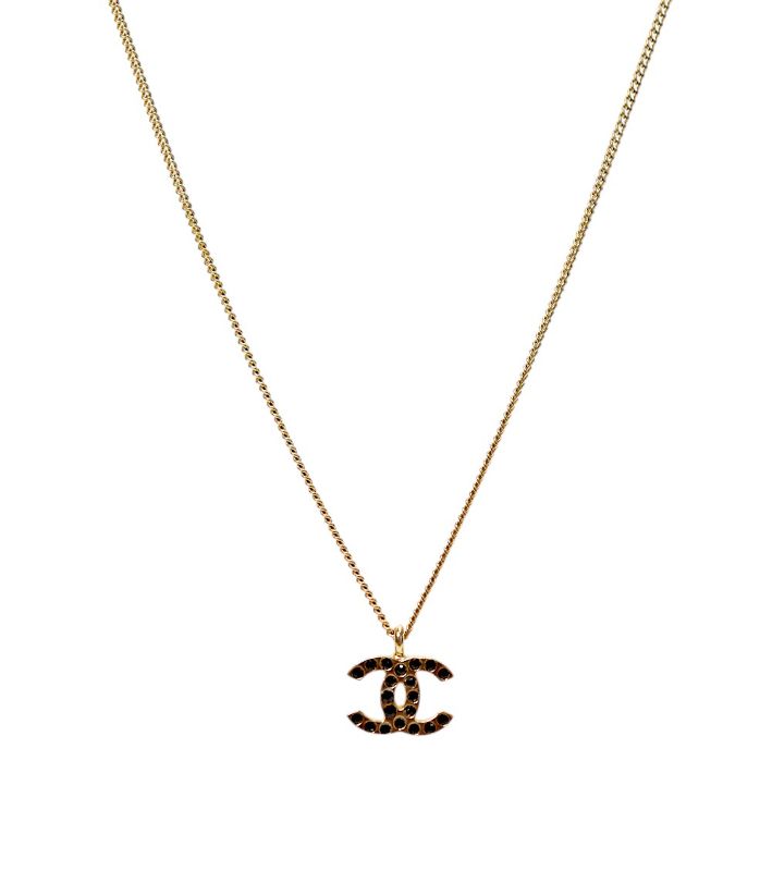 Chanel Black Cubic CC Gold Necklace