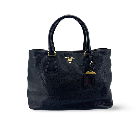 Prada Vitello Daino Tote Bag Black