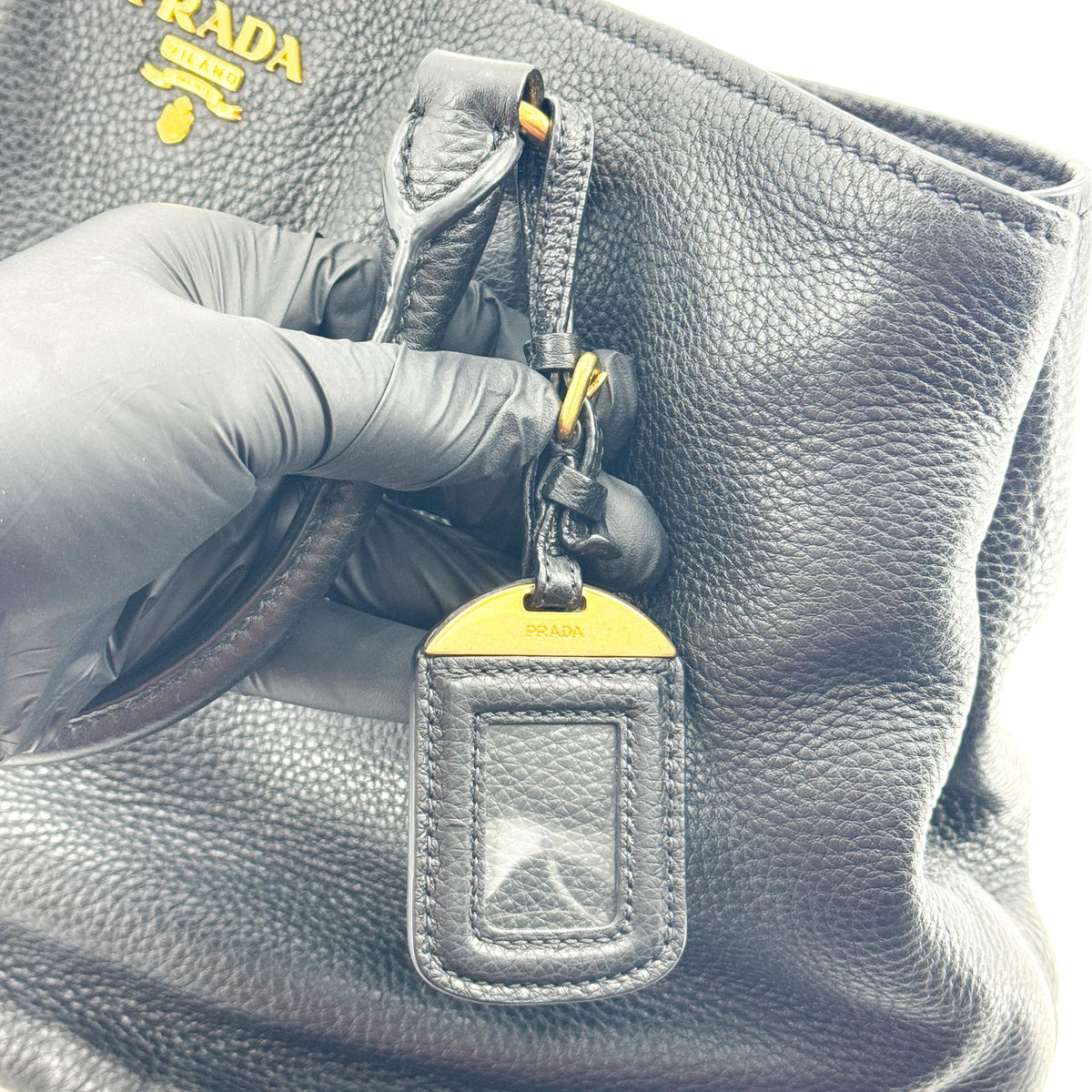 Prada Vitello Daino Tote Bag Black