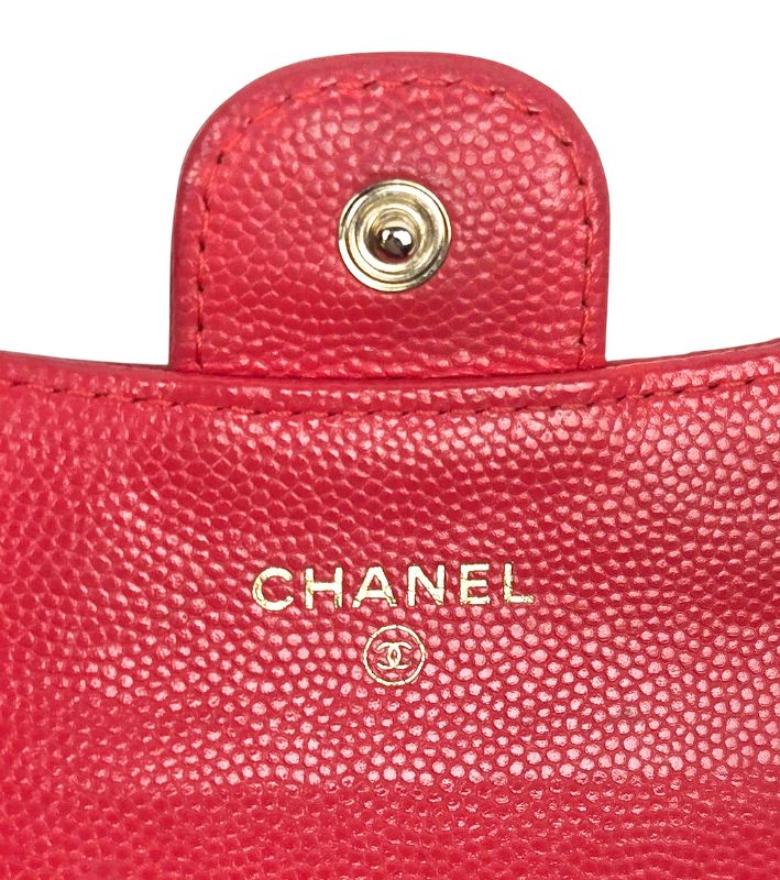 Chanel Red Caviar Skin Card Wallet