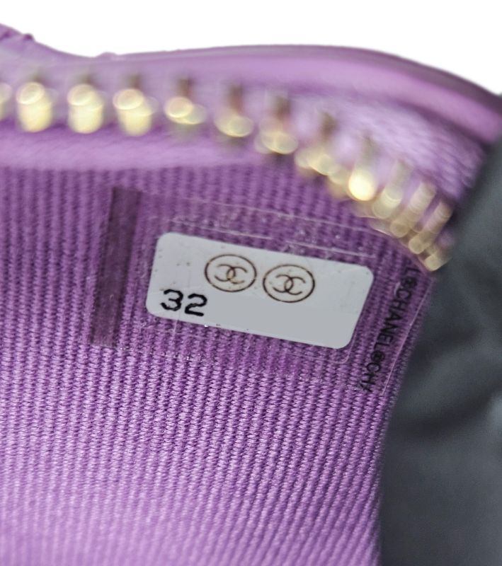 Chanel Purple Lambskin Heart Coin Purse Crossbody Bag