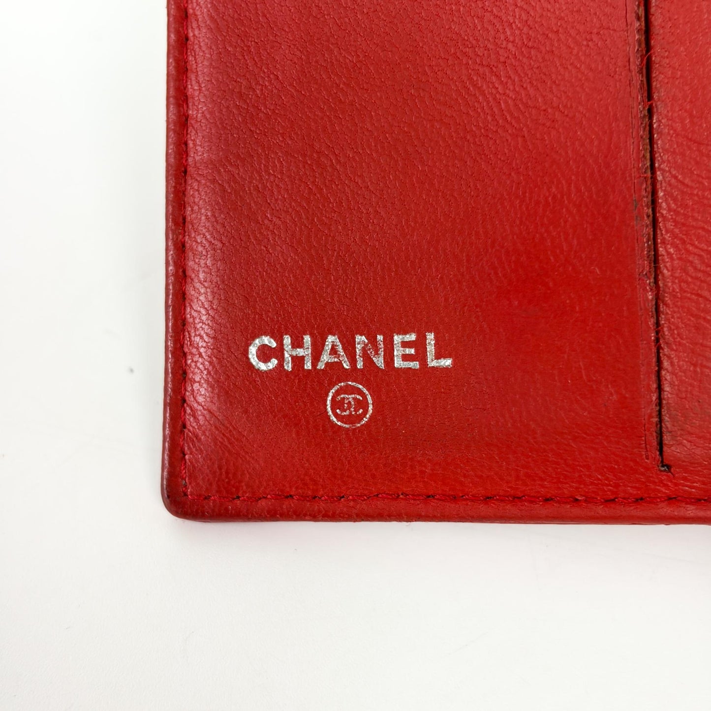 Chanel Lambskin Red Quilted Tab Wallet