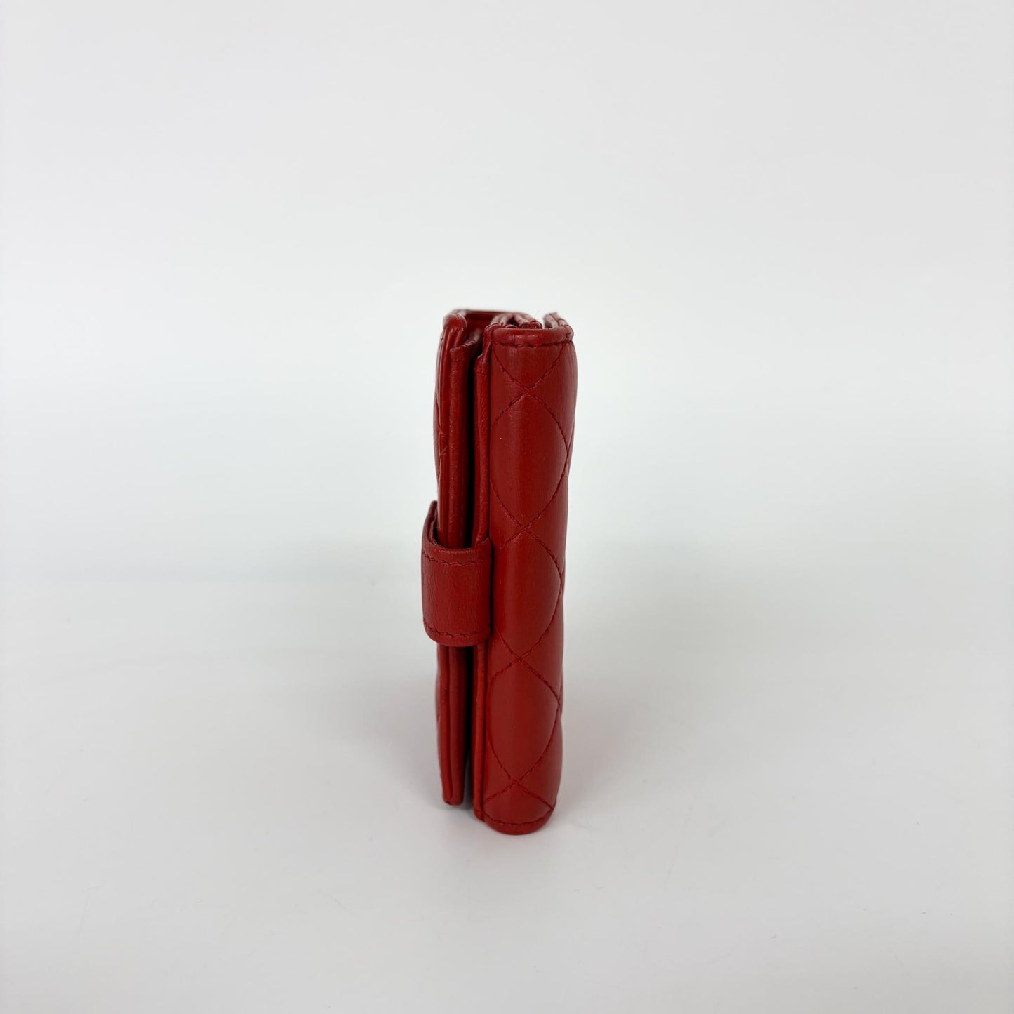 Chanel Lambskin Red Quilted Tab Wallet