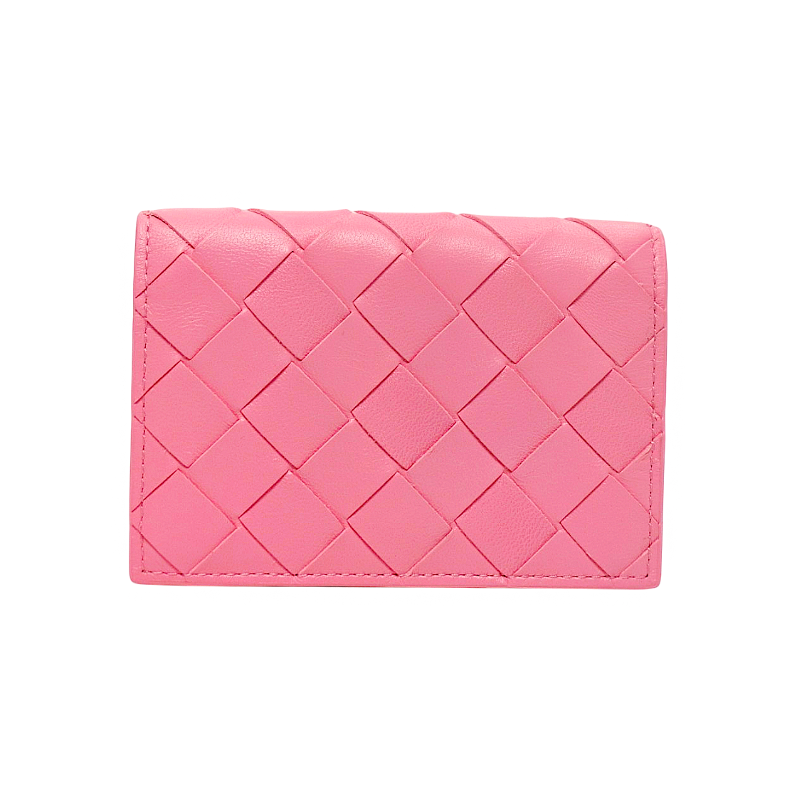 Bottega Veneta Pink Intrecciato Card Wallet
