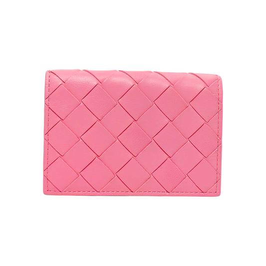Bottega Veneta Pink Intrecciato Card Wallet
