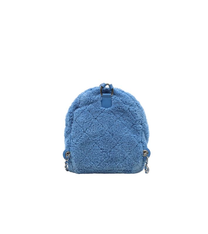 Chanel Blue Shearling Backpack