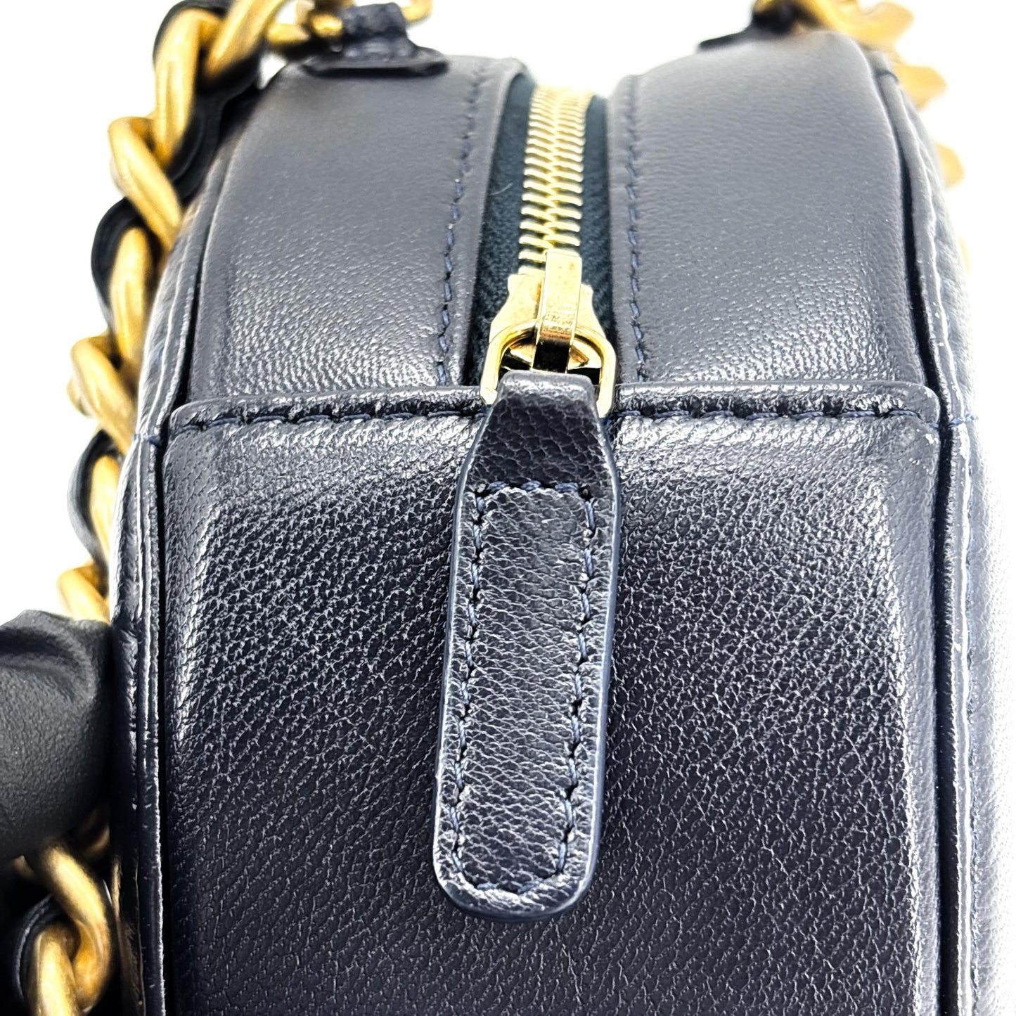 Chanel 19 Round Chain Clutch Bag Navy
