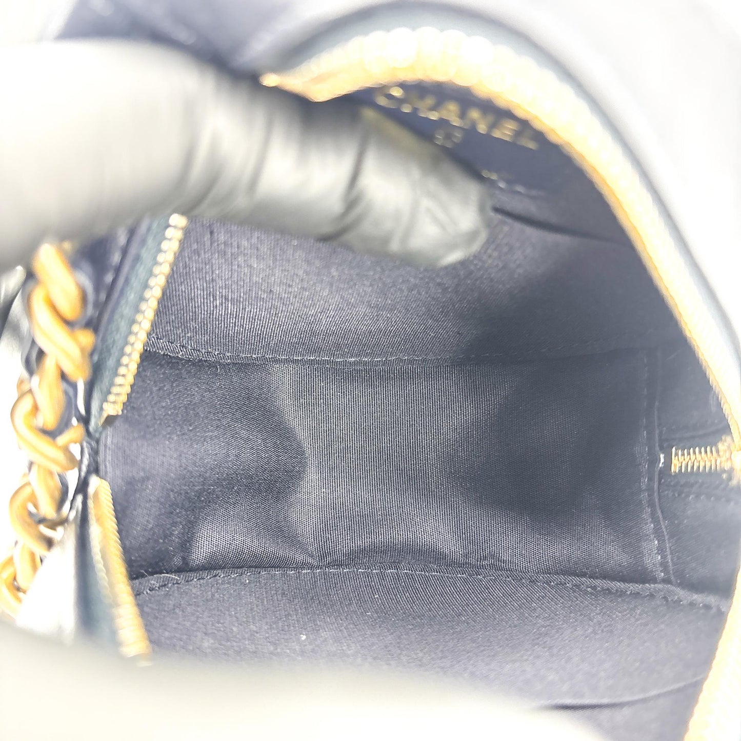 Chanel 19 Round Chain Clutch Bag Navy