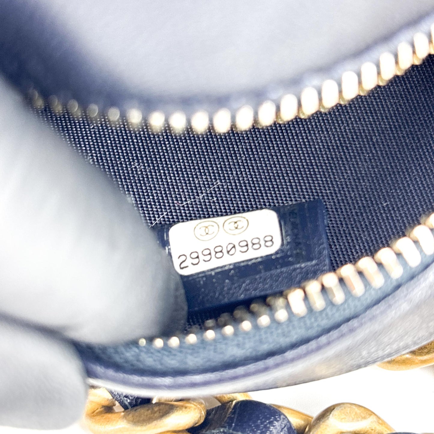 Chanel 19 Round Chain Clutch Bag Navy