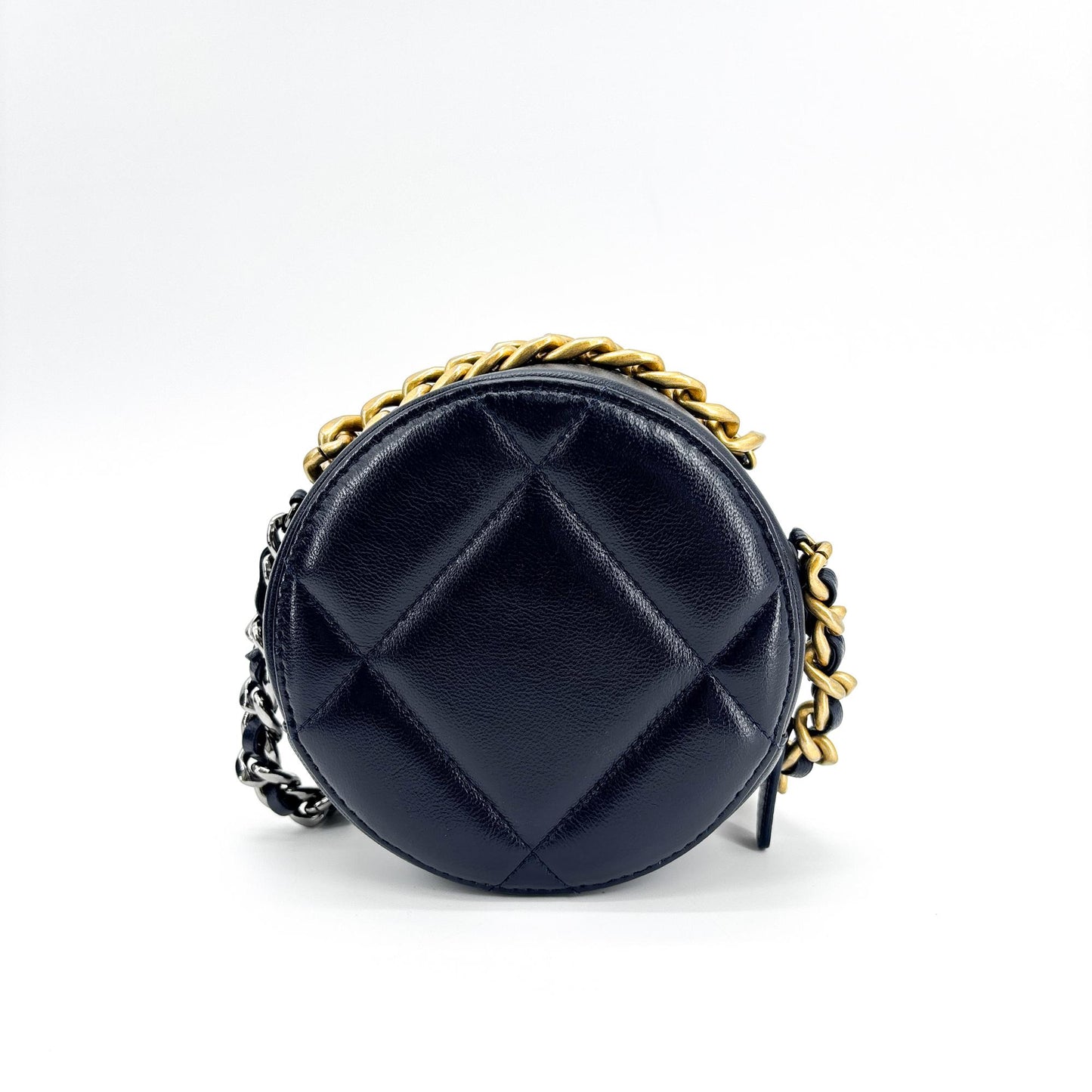 Chanel 19 Round Chain Clutch Bag Navy