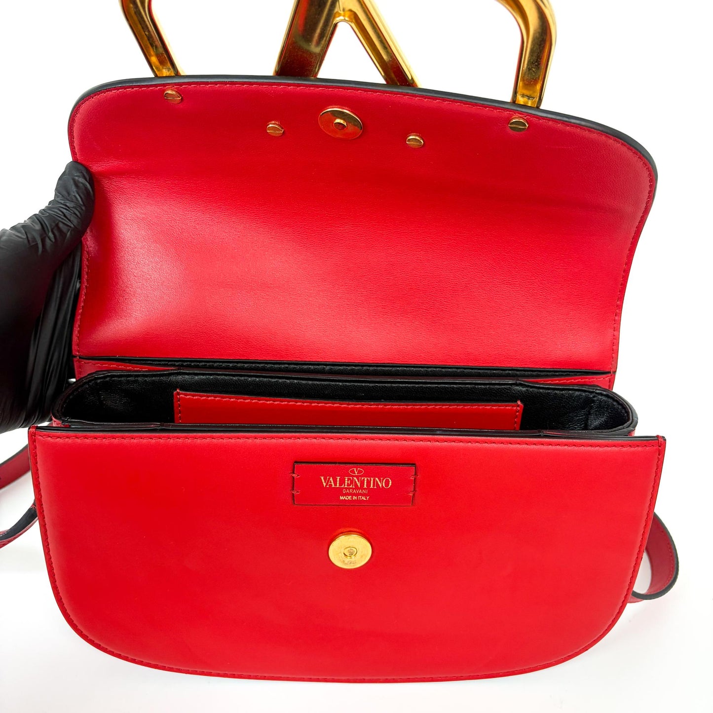 Valentino V-Ring Superbee Crossbody Bag Red