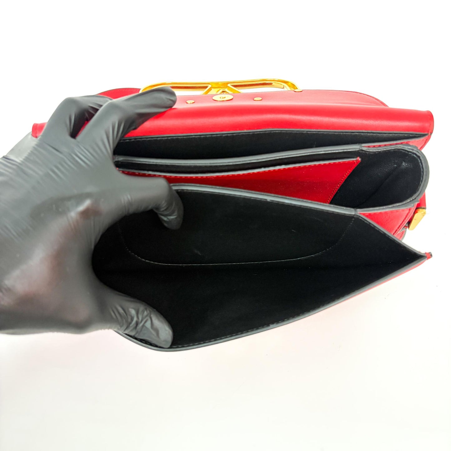Valentino V-Ring Superbee Crossbody Bag Red