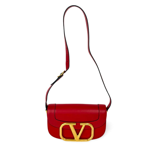 Valentino V-Ring Superbee Crossbody Bag Red