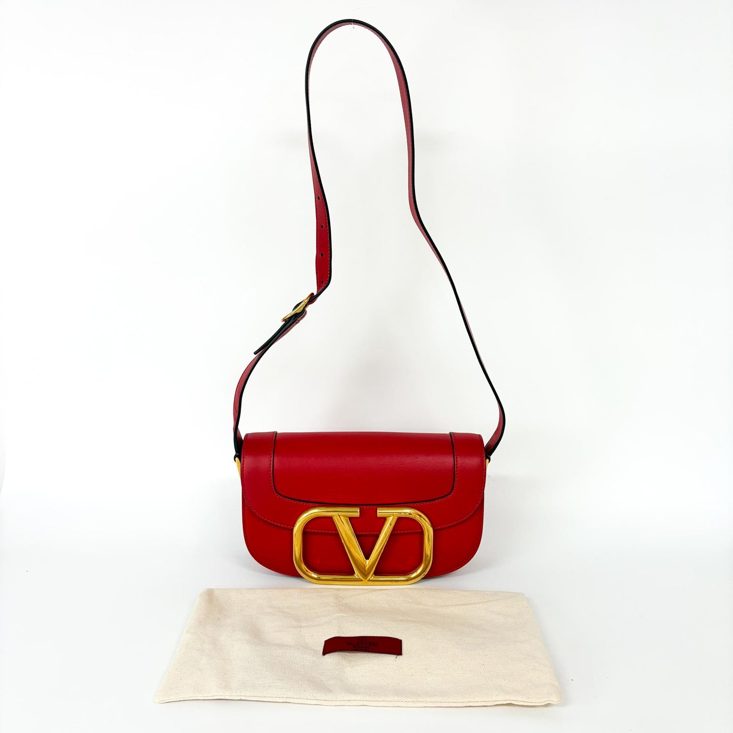 Valentino V-Ring Superbee Crossbody Bag Red