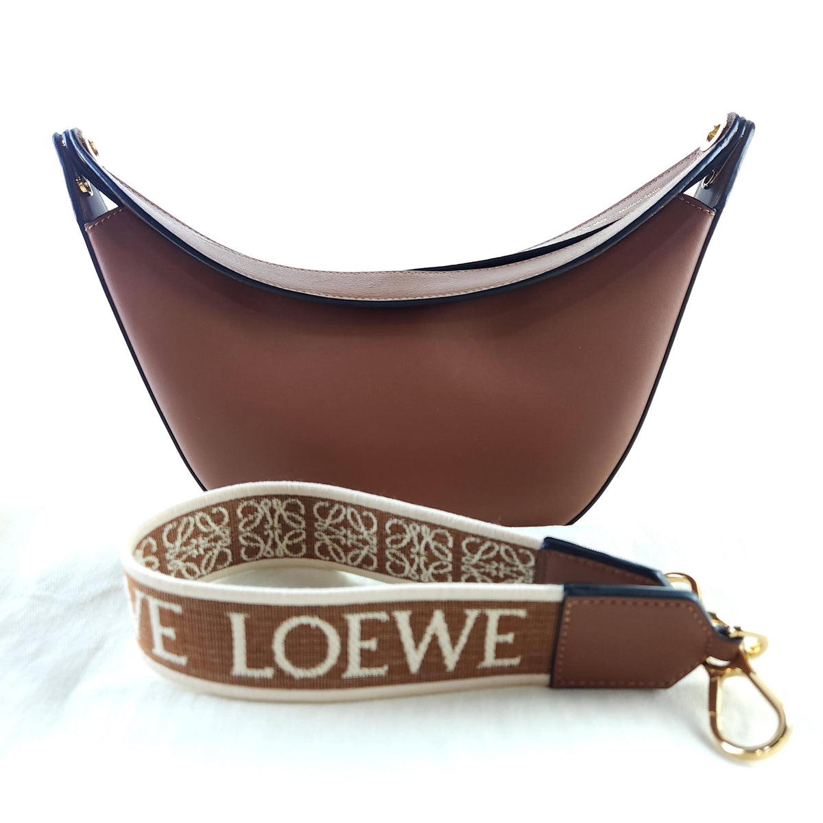 Jacquard Strap Luna Hobo Shoulder Bag A923PL9X07