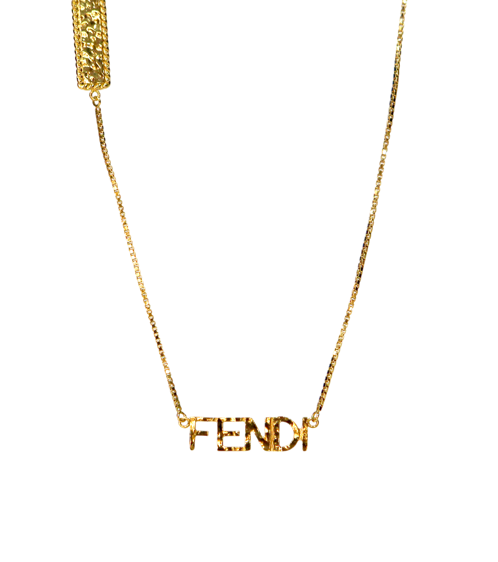 Fendi Lettering FENDI Gold Necklace