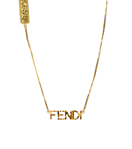 Fendi Lettering FENDI Gold Necklace