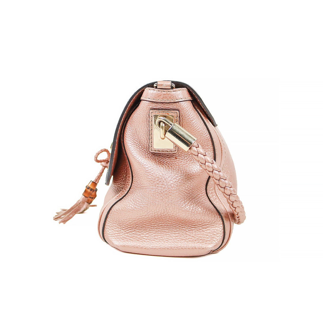 Gucci Metallic Pink Bamboo Bella Shoulder Bag