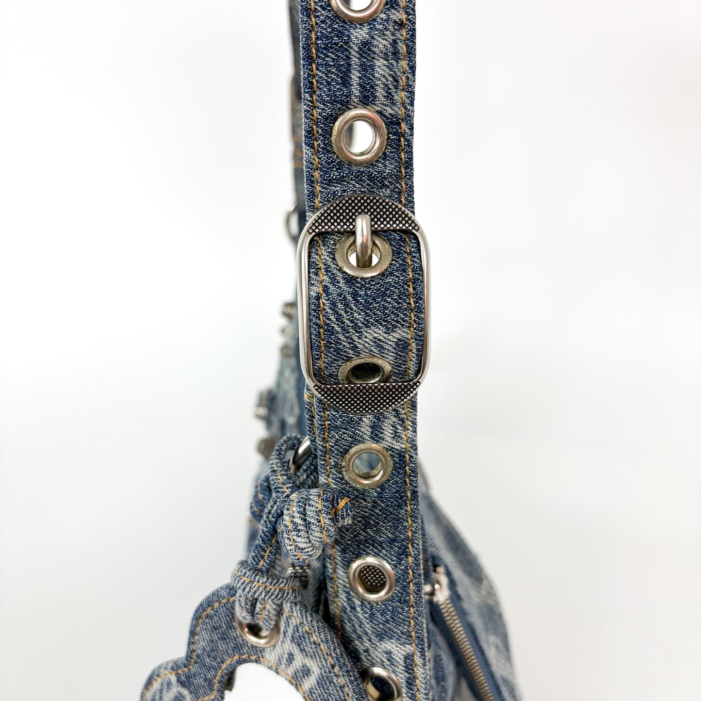 Balenciaga Le Cagol XS Shoulder Bag Blue Denim Monogram