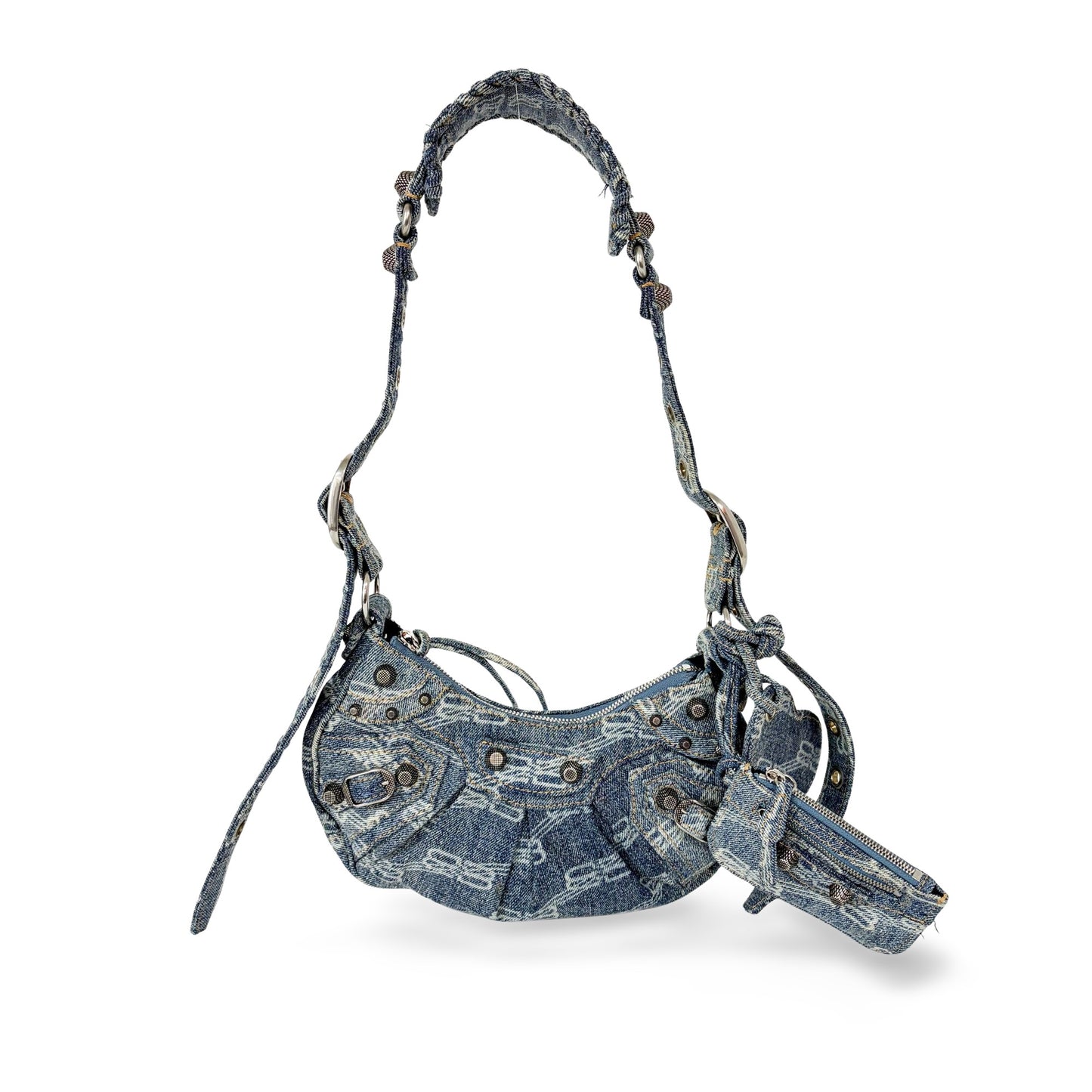 Balenciaga Le Cagol XS Shoulder Bag Blue Denim Monogram