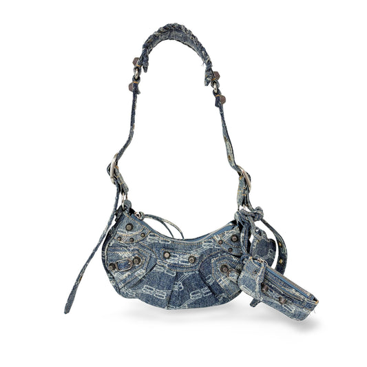 Balenciaga Le Cagol XS Shoulder Bag Blue Denim Monogram