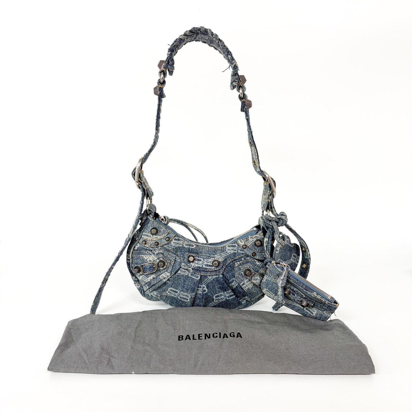 Balenciaga Le Cagol XS Shoulder Bag Blue Denim Monogram