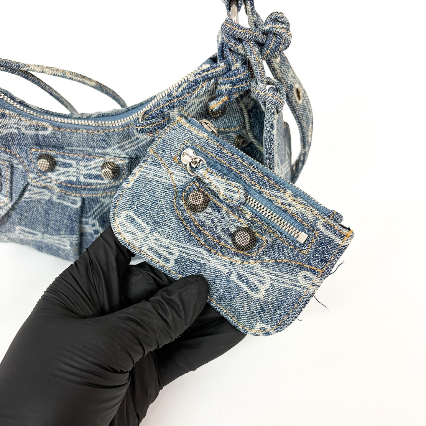 Balenciaga Le Cagol XS Shoulder Bag Blue Denim Monogram