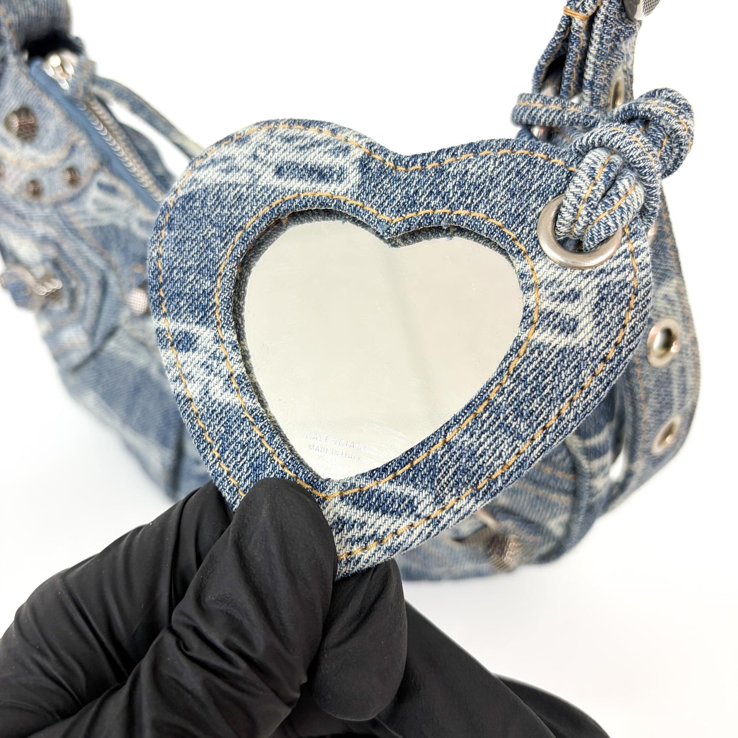 Balenciaga Le Cagol XS Shoulder Bag Blue Denim Monogram