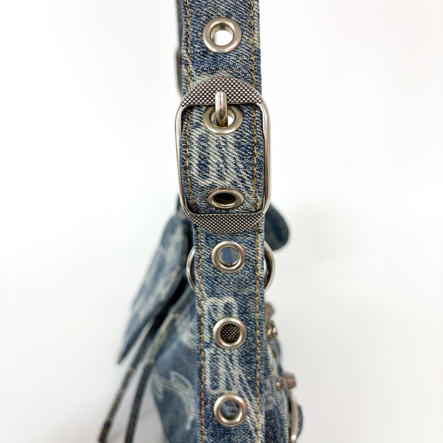 Balenciaga Le Cagol XS Shoulder Bag Blue Denim Monogram