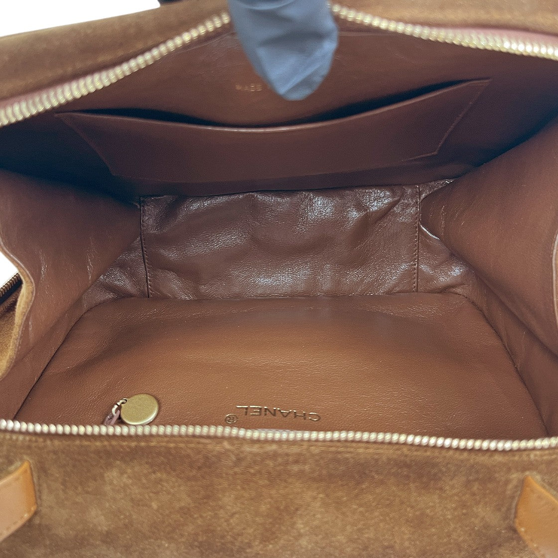 Chanel Brown Suede Big CC Tote Bag
