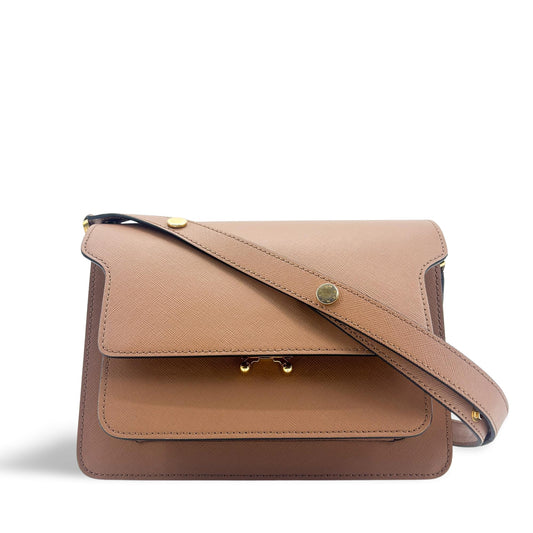 Marni Saffiano Trunk Bag Medium Brown