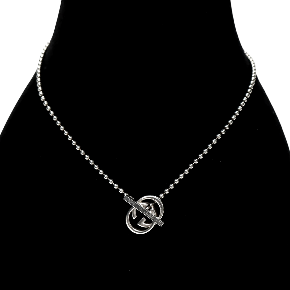 Gucci Interlocking G Bar Silver Necklace