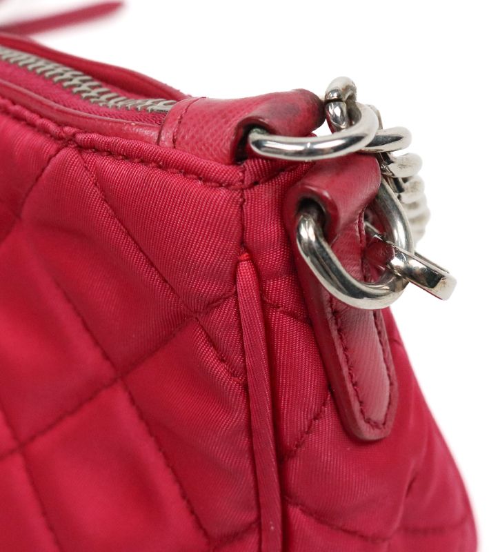 Prada Pink Nylon Quilted Chain Shoulder Bag