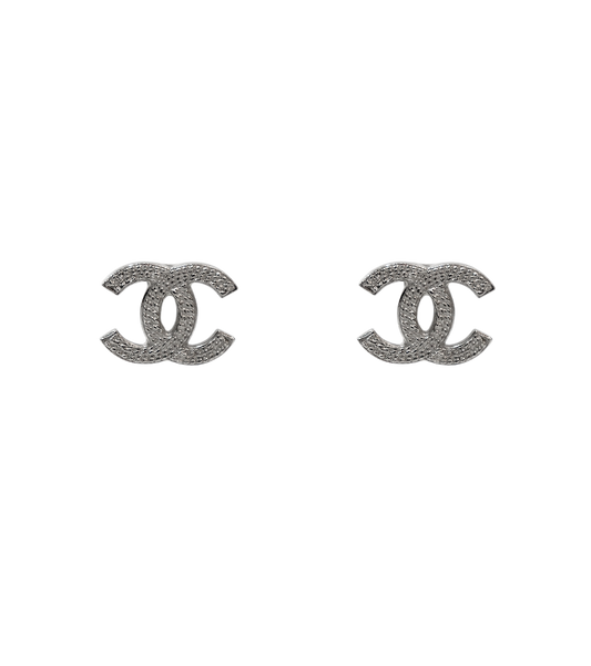 Chanel CC Silver Earrings