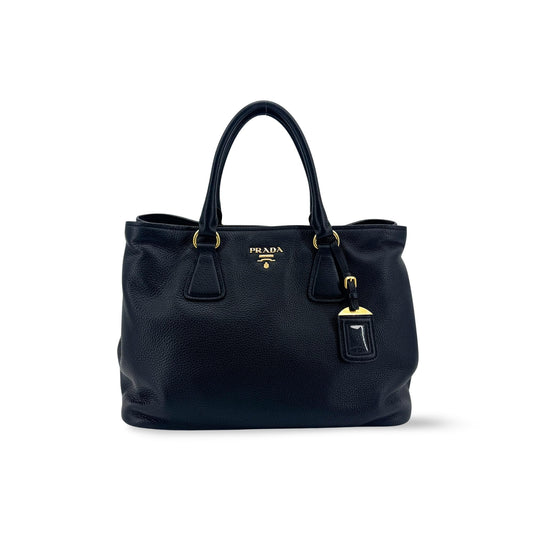 Prada Vitello Daino Tote Bag Black