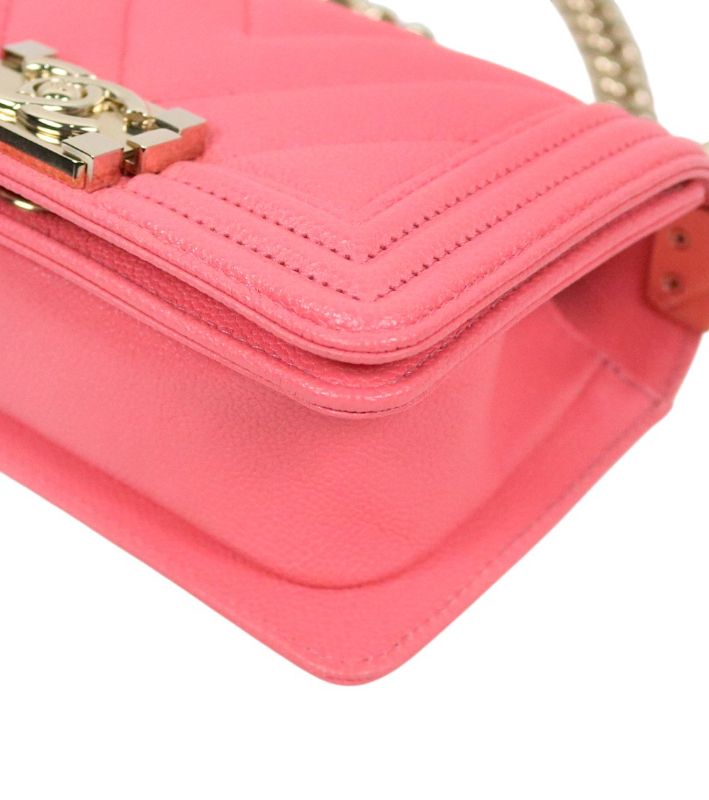 Chanel Pink Mini Chevron Caviar Boy Bag