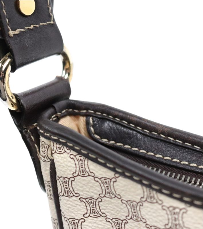 Céline White Macadam Two-Pocket Hobo Bag
