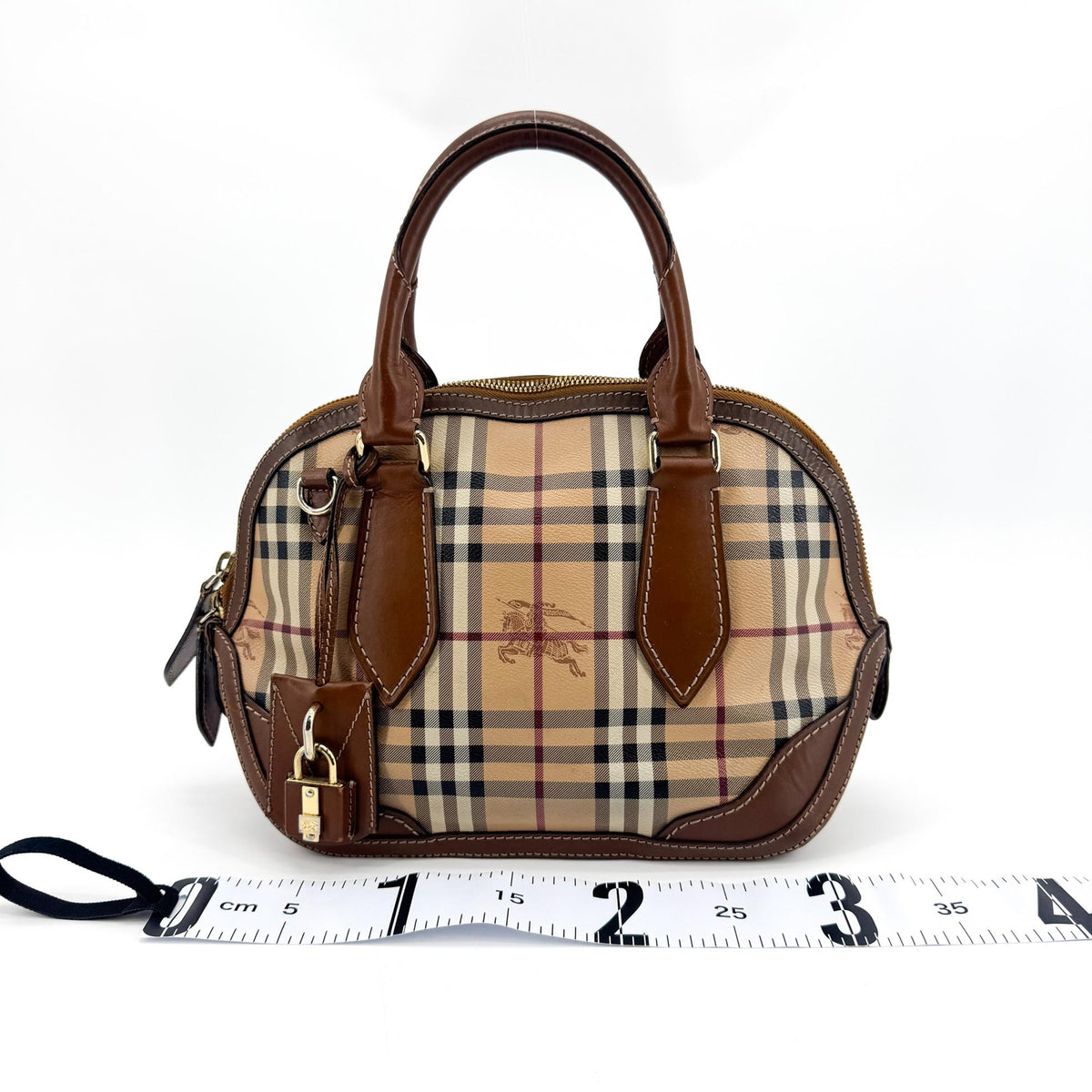 Burberry Haymarket Check Orchard Small Bowling Tote Bag