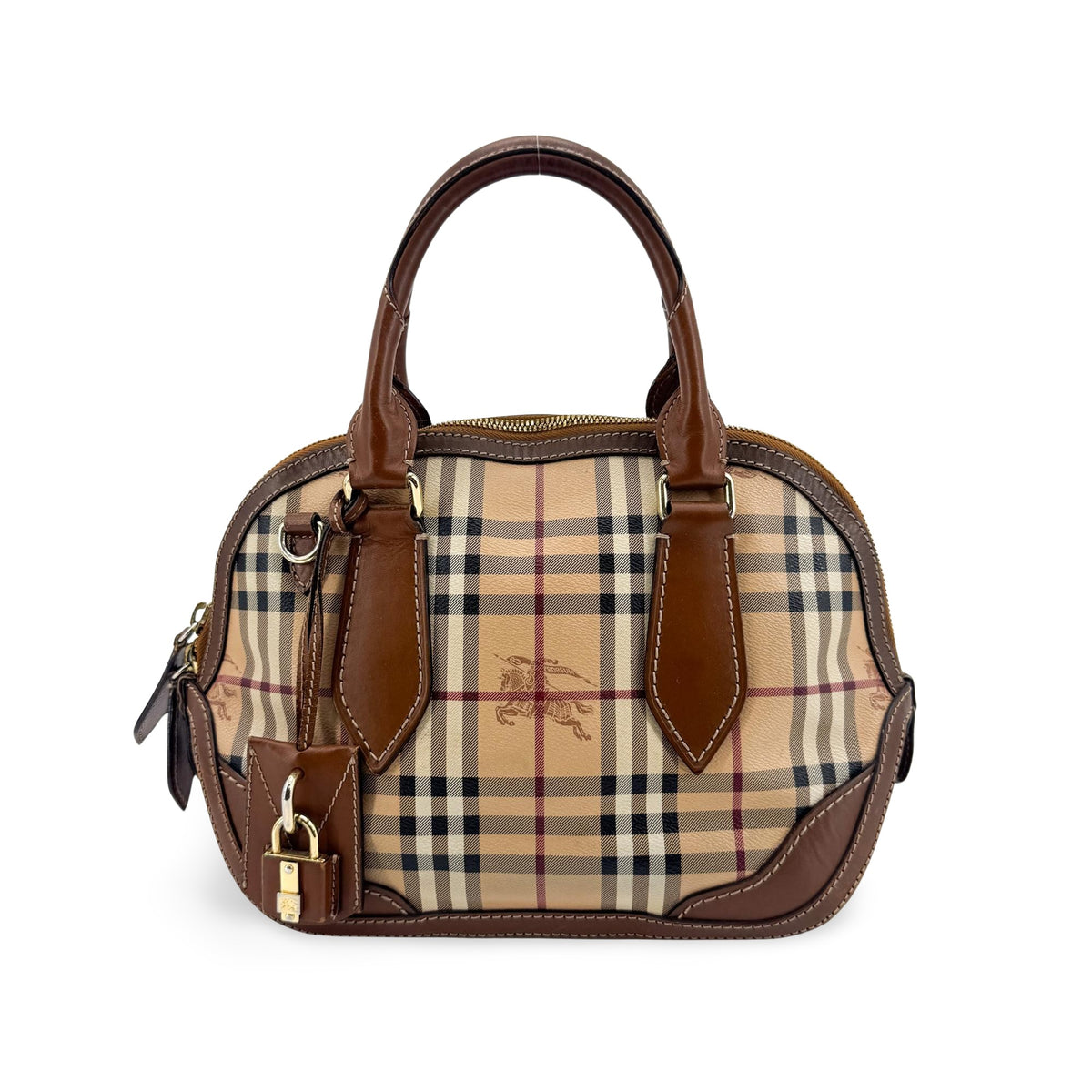 Burberry Haymarket Check Orchard Small Bowling Tote Bag