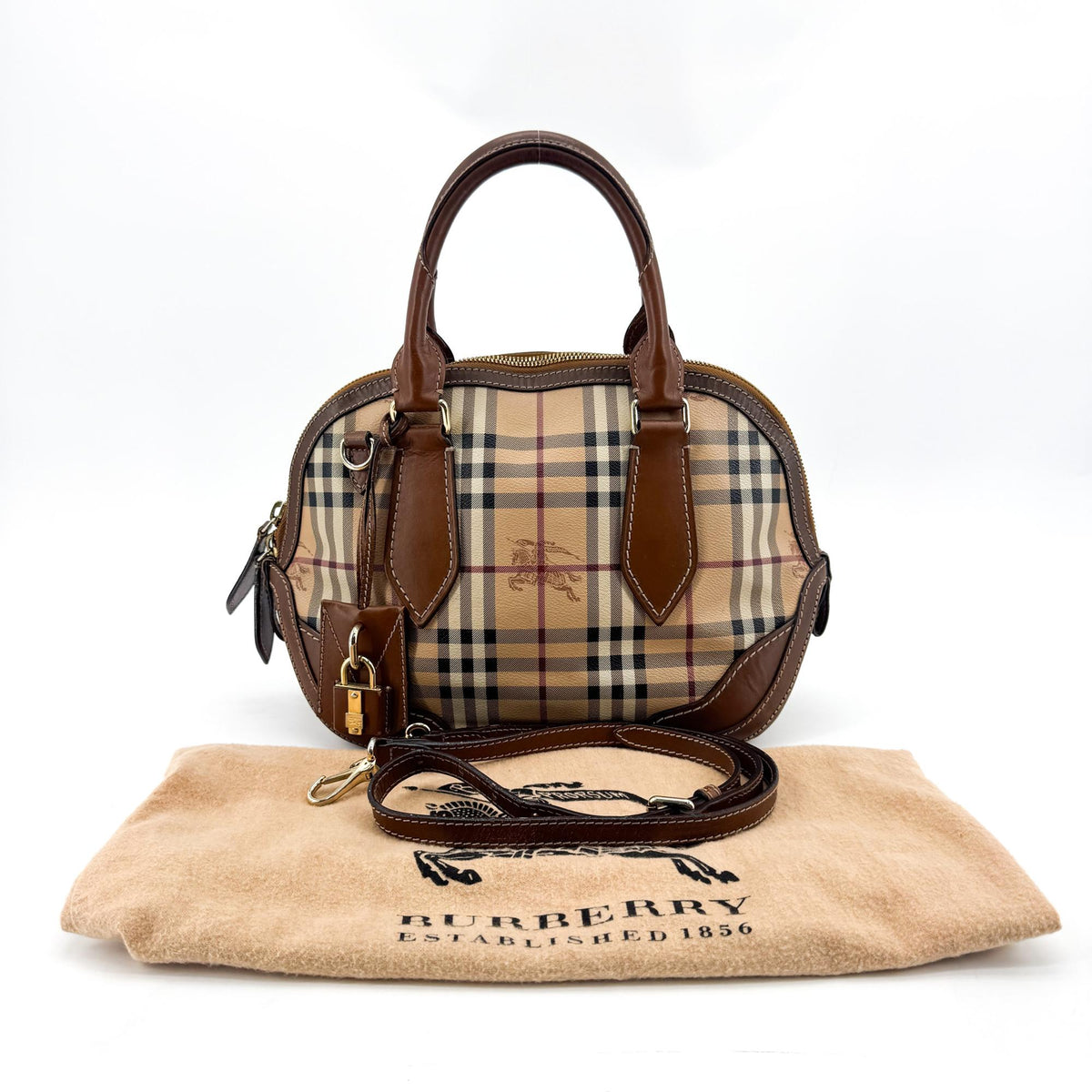 Burberry Haymarket Check Orchard Small Bowling Tote Bag