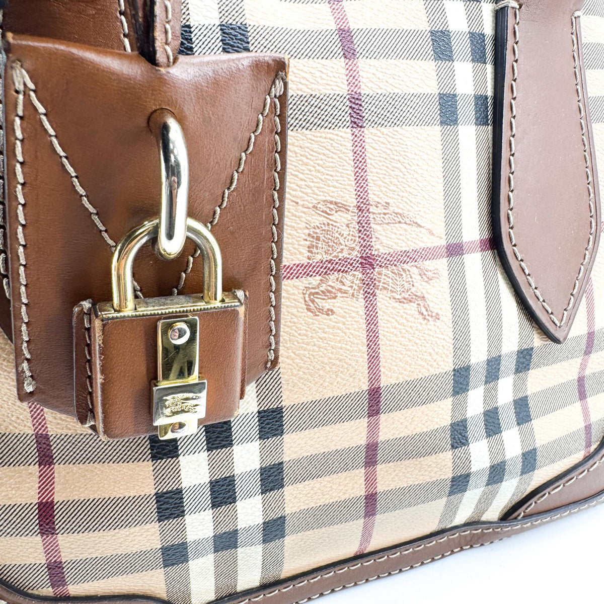 Burberry Haymarket Check Orchard Small Bowling Tote Bag