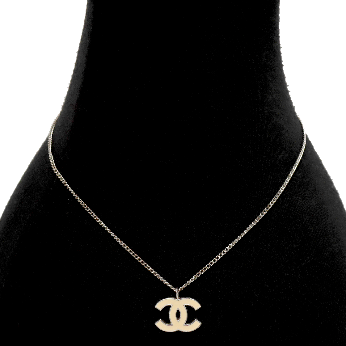 Chanel Ivory CC Silver Necklace