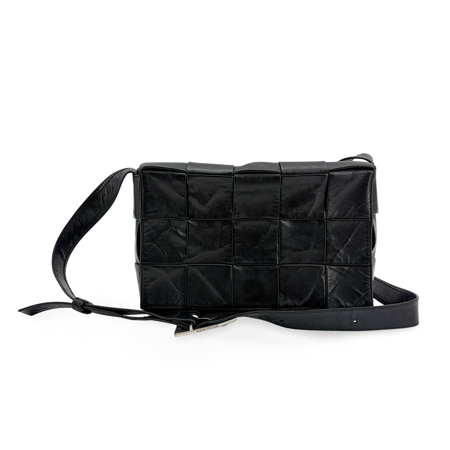 Bottega Veneta Intrecciato Paper Calfskin Cassette Bag Black