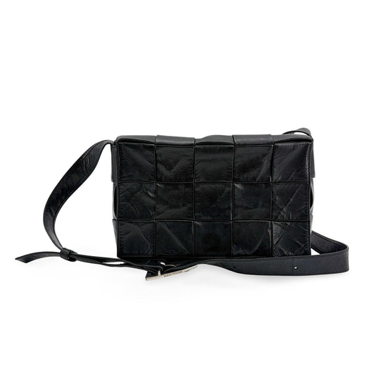 Sac Cassette Bottega Veneta en cuir de veau Intrecciato noir