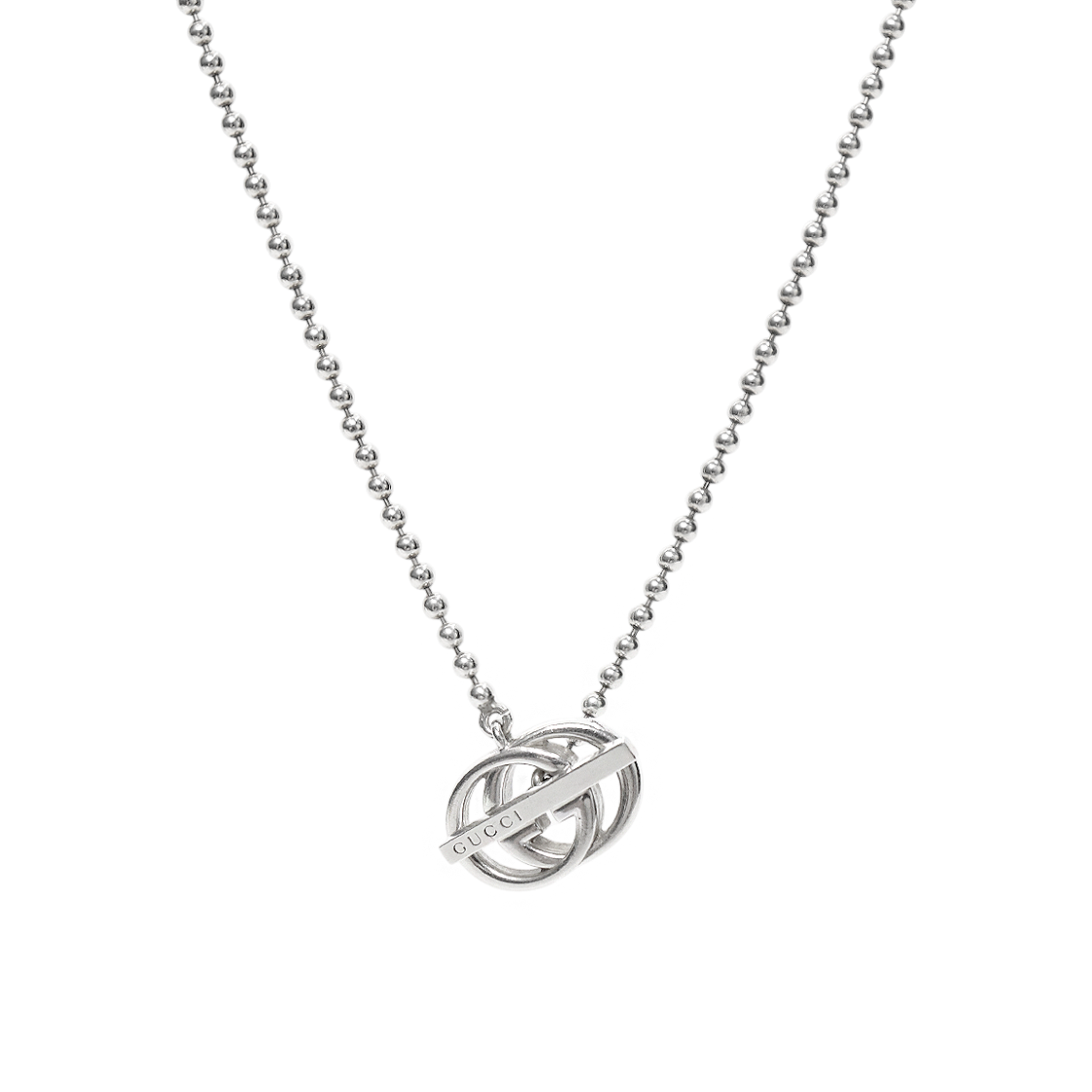 Gucci Interlocking G Bar Silver Necklace