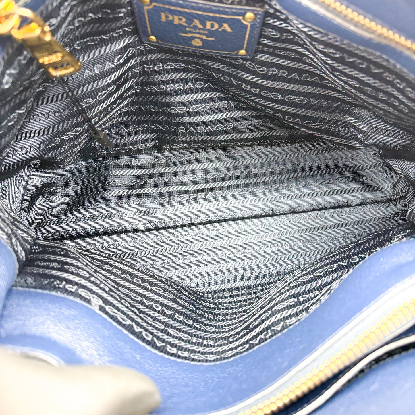 Prada Vitello Phoenix Tote Bag Baltico Gold Hardware