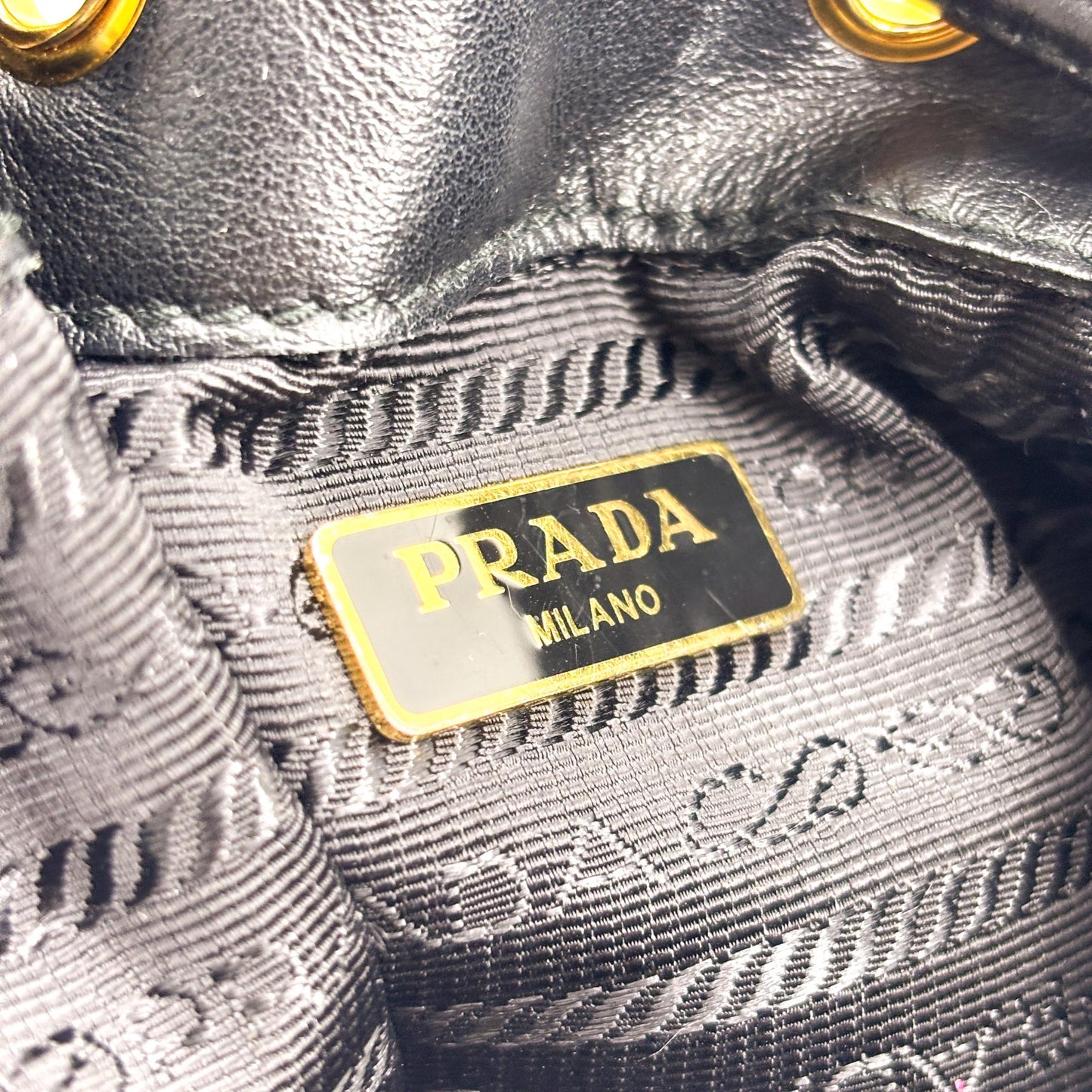Prada Duet Black Leather Bucket Bag